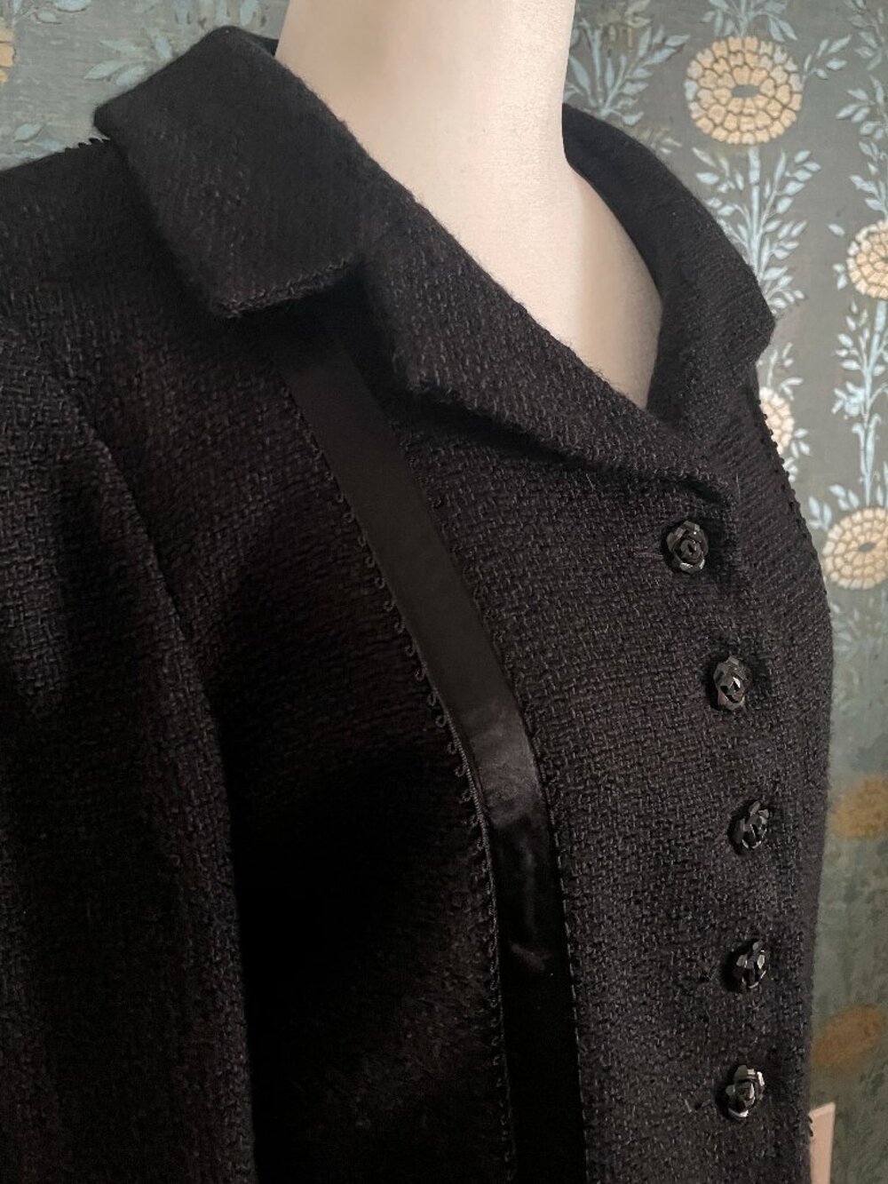 Rebecca Taylor Black Tweed Blazer Button Front Size 6 (medium)